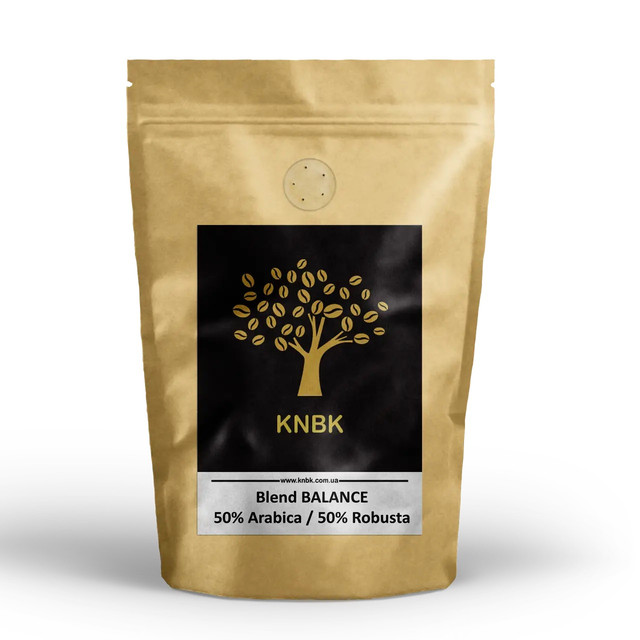 Купаж сортів KNBK BALANCE Арабіка 50%/Робуста 50% 500 г. Свіжобсмажена кава