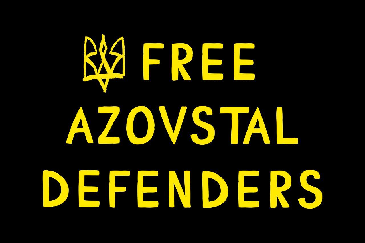Прапор «FREE AZOVSTAL DEFENDERS», Штучний шовк, 1200х700 мм, фото 1