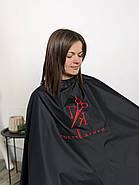 Пеньюар перукарський з вашим Логотипом 25 см, Vsetex Чорний | Накидка для клієнта, фото 5