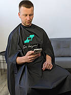 Пеньюар перукарський з вашим Логотипом 25 см, з отворами для рук Vsetex Чорний | Накидка для клієнта, фото 6