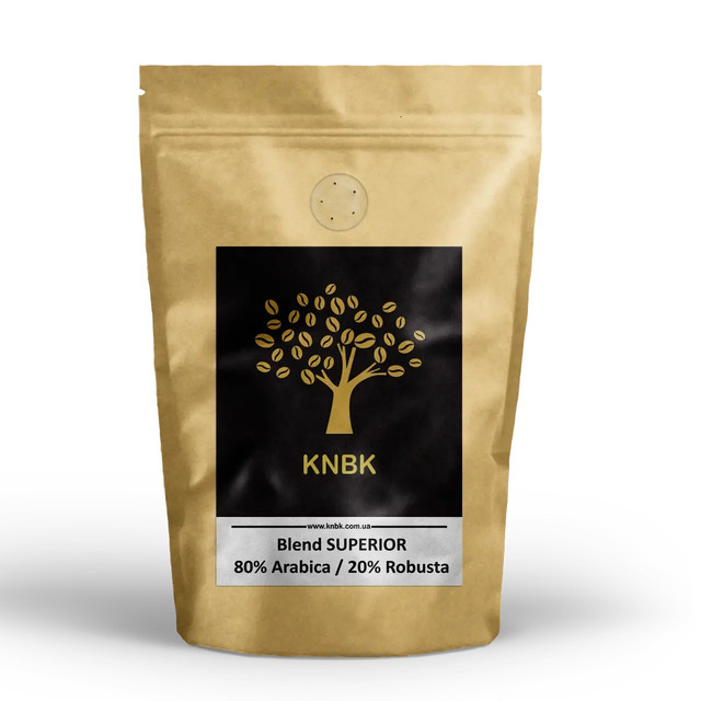 Купаж сортів KNBK SUPERIOR Арабіка 80% / Робуста 20% 500 г. Свіжобсмажена кава