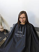 Пеньюар перукарський з вашим Логотипом 25 см, Vsetex Чорний | Накидка для клієнта, фото 6