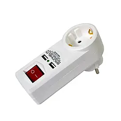 Адаптер мережевий - RKU1-01/01, розетка + 2 USB, білий (GRUNHELM)