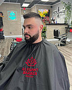 Пеньюар перукарський з вашим Логотипом 25 см, Vsetex Чорний | Накидка для клієнта, фото 4