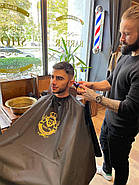 Пеньюар перукарський з вашим Логотипом 25 см, Vsetex Чорний | Накидка для клієнта, фото 3