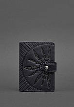 Обкладинка для паспорта та відділення для карт "Інді" з натуральної шкіри з тисненням закривається на кнопку