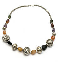 Намисто з агата і металу (25 см)