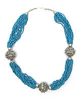 Ожерелье из биссера и металла "Синее" (35 см)