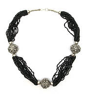 Ожерелье из биссера и металла "Черное" (35 см)