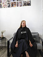 Пеньюар перукарський з вашим Логотипом 25 см, з отворами для рук Vsetex Чорний | Накидка для клієнта, фото 7