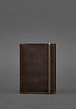 Обкладинка для паспорта та відділення для карт з натуральної шкіри Crazy Horse закривається на гумку