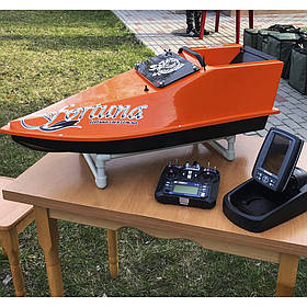 Кораблик для загодівлі Фортуна риби (27000 mAh) з ехолотом Toslon TF520 Помаранчевий. Рибальський електронний катер