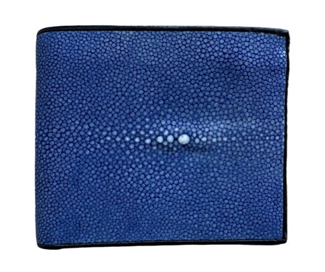 Гаманець чоловічий синій із натуральної шліфованої шкіри морського ската Ekzotic leather (stw120_9), фото 1