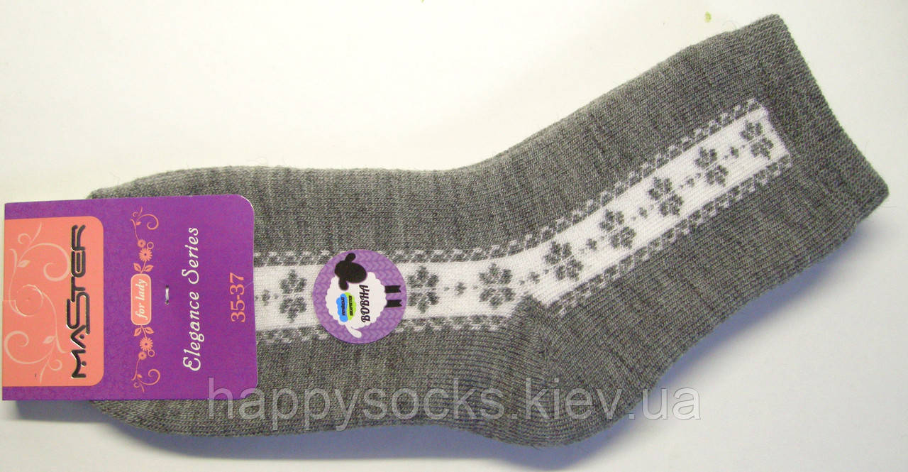 Зимові жіночі шкарпетки напіввовняні сірого кольору