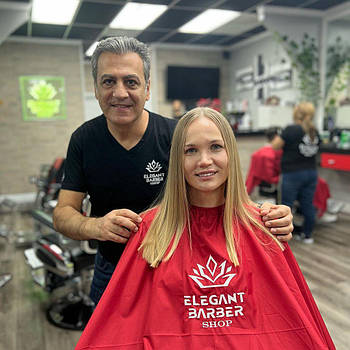 Пеньюар перукарський з вашим Логотипом 25 см, Vsetex Червоний | Накидка для клієнта