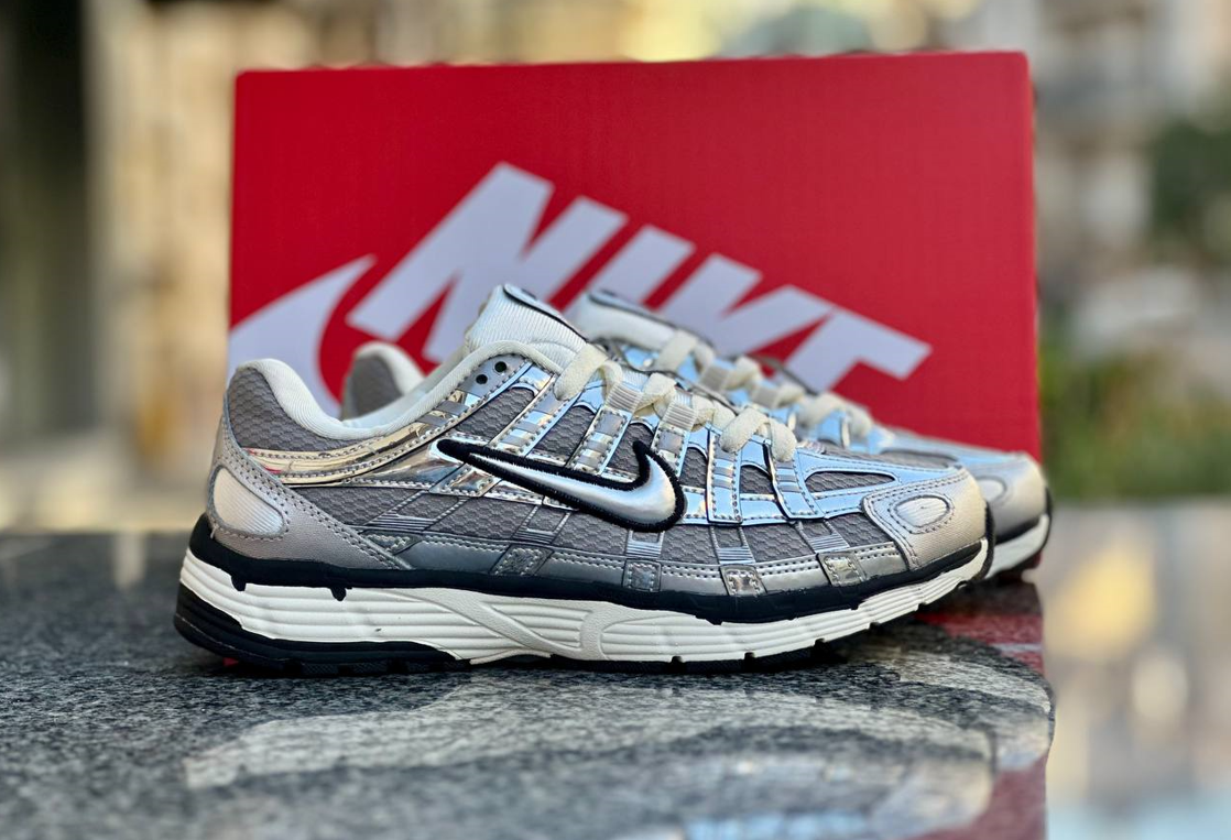 Чоловічі жіночі кросівки Nike P-6000 metallic silver Найк сріблясті молодіжні на шнурівці весна літо