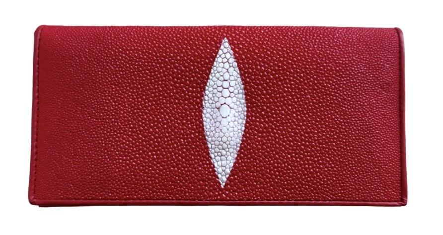 Вертикальне портмоне жіноче Ekzotic leather (stw6) червоне із натуральної шкіри ската