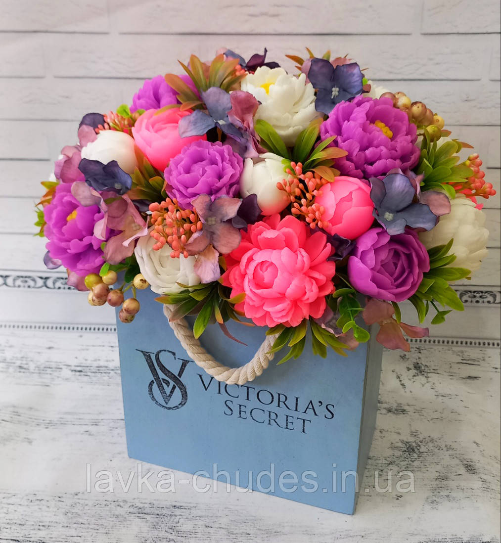 Великий букет квітів з мила, букет півоній, фото 1