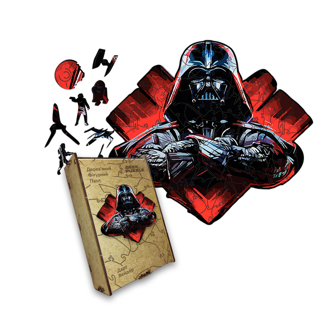 Дерев'яний пазл Дарт Вейдер, А3, Картонна коробка, фото 1