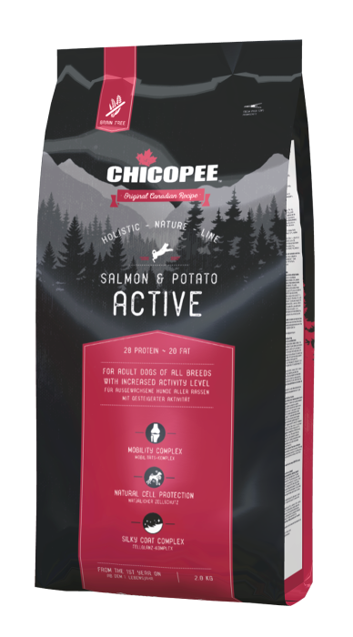 Сухий корм Chicopee HNL Active Salmon & Potato із лососем і картоплею для дорослих собак з високим рівнем активності, 12 кг