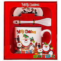 Новорічна чашка "Santa Claus" — 3 з ложечкою та блюдцем, 350 мл.
