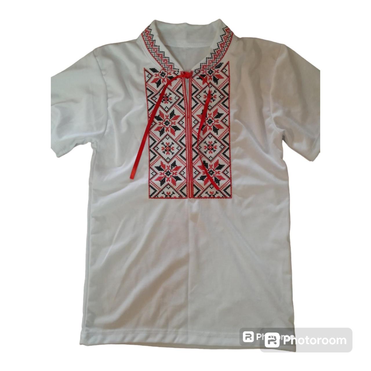 Вишиванка хлопчик біла короткий рукав р.122-134 , 92