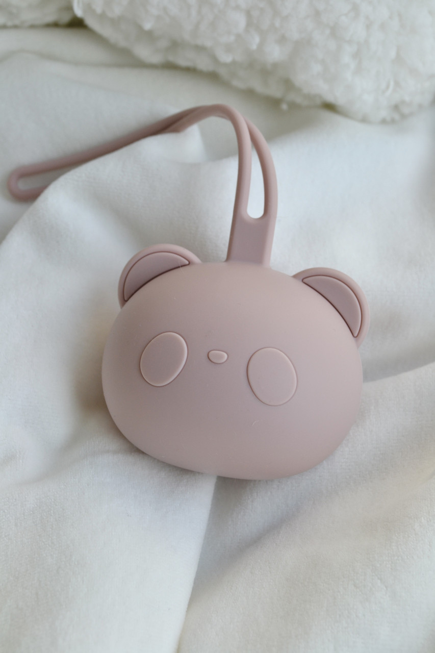 Контейнер для пустушки силіконовий Panda, Dusty Rose