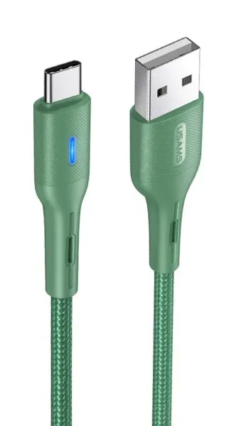 Дата-кабель USAMS US-SJ460 USB Type-A (тато) - USB Type-C (тато), 1.2m Green (SJ460USB02)