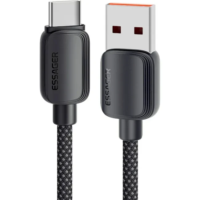Дата-кабель Essager (EXC7A-WLC01-P) USB-A (тато) - Type C (тато) 3м Black