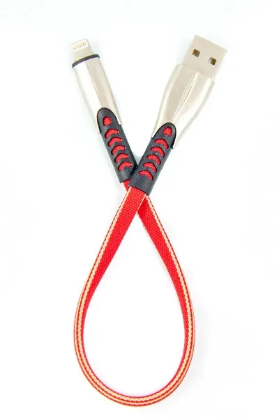 Дата-кабель DENGOS PLS-L-SHRT-PLSK-RED Type-A (тато) - Lightning (тато), 0.25m Red
