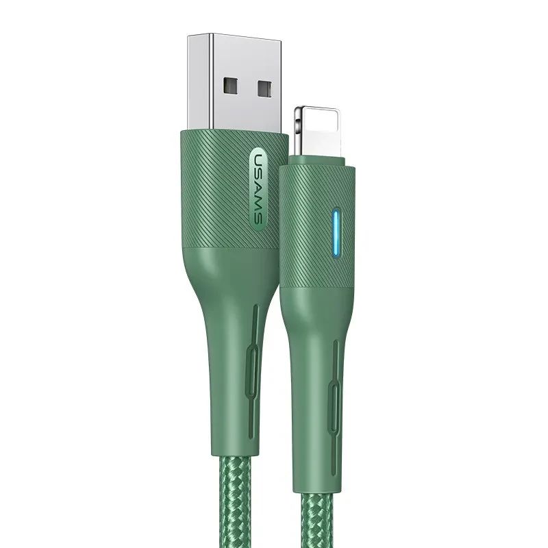 Дата-кабель USAMS US-SJ424 USB Type-A (тато) - Lightning (тато), 0.6m Green