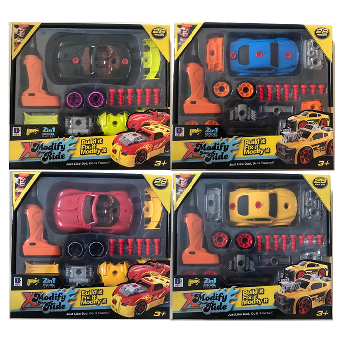 Конструктор 661-372-3-4-5 на шурупах, машина, шуруповерт-оберт.насадка, викрутка, наліпки, 4 види, на бат-ці, фото 1