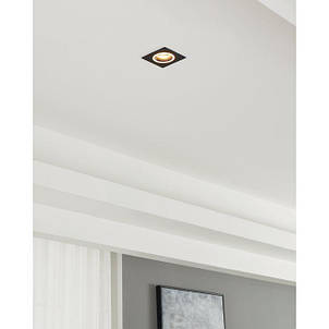 Вбудований точковий світильник чорний металевий на 1 лампу GU10 9.3х2.5 см, фото 2