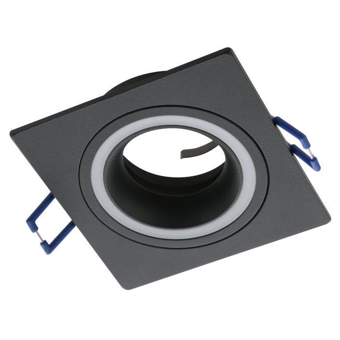 Вбудований точковий світильник чорний металевий на 1 лампу GU10 9.3х2.5 см