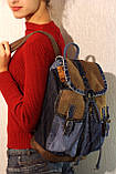 Джинсовий рюкзак із темно-синьою шкірою, фото 9
