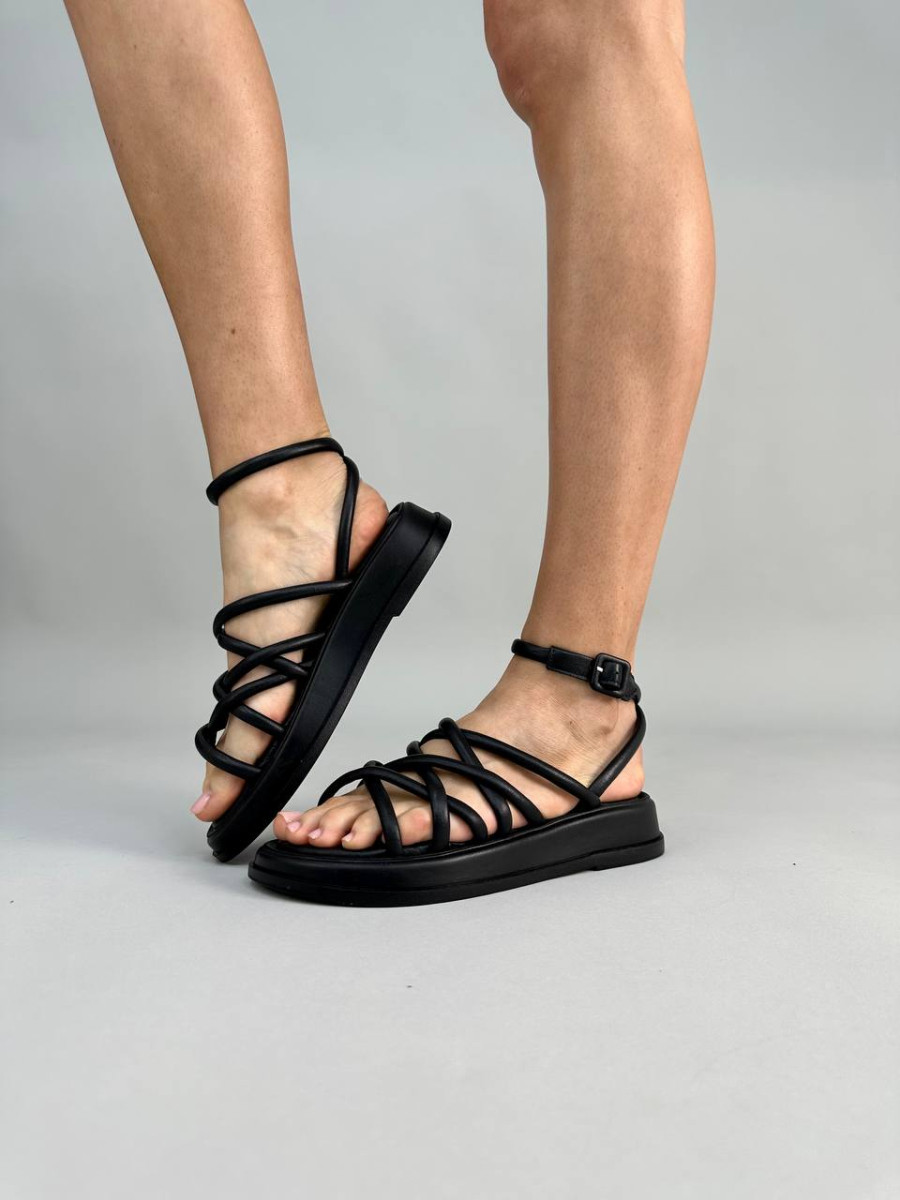 Босоніжки жіночі ShoesBand Чорні натуральна шкіра 38 (24,5 см) (S67071)