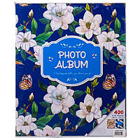 Фотоальбом із твердою обкладинкою Магнолії 34х28х5,5 см на 400 фото 10х15 см 9136-014 синій