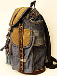 Рюкзак із джинсів із вельветом і коричневою шкірою, фото 3