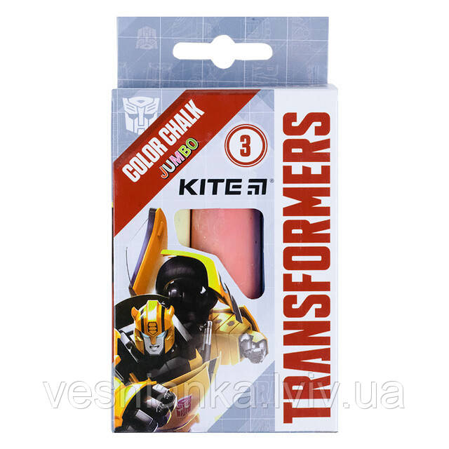Крейда кольорова JUMBO 3 шт "Transformers" TF21-077 Kite