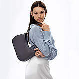 Жіноча сумка багет через плече графіт маленька сумка з плечовим ременем з екошкіри, фото 9