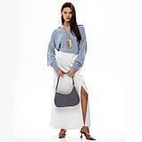 Жіноча сумка багет через плече графіт маленька сумка з плечовим ременем з екошкіри, фото 10