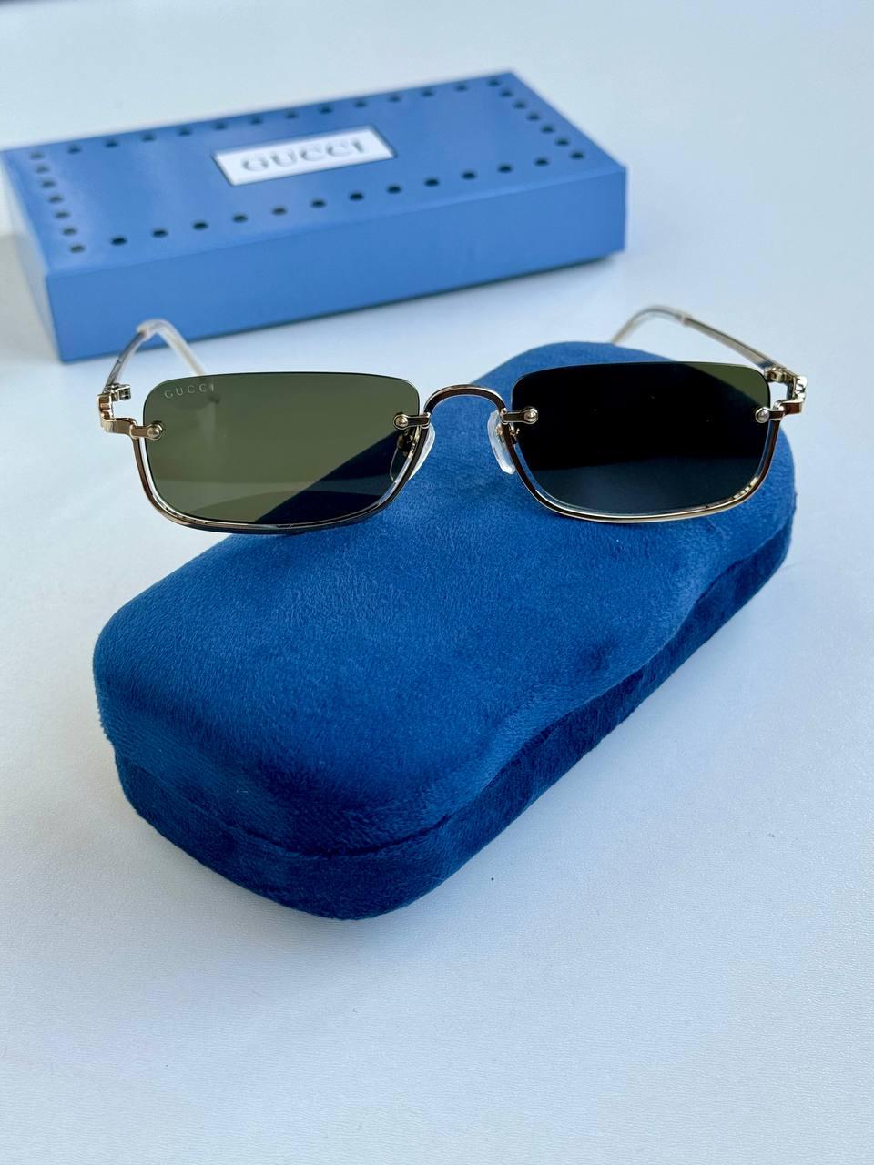 Жіночі сонцезахисні окуляри Gucci GG1278S з логотипом Гуччі гучі із золотою фурнітурою зелені лінзи