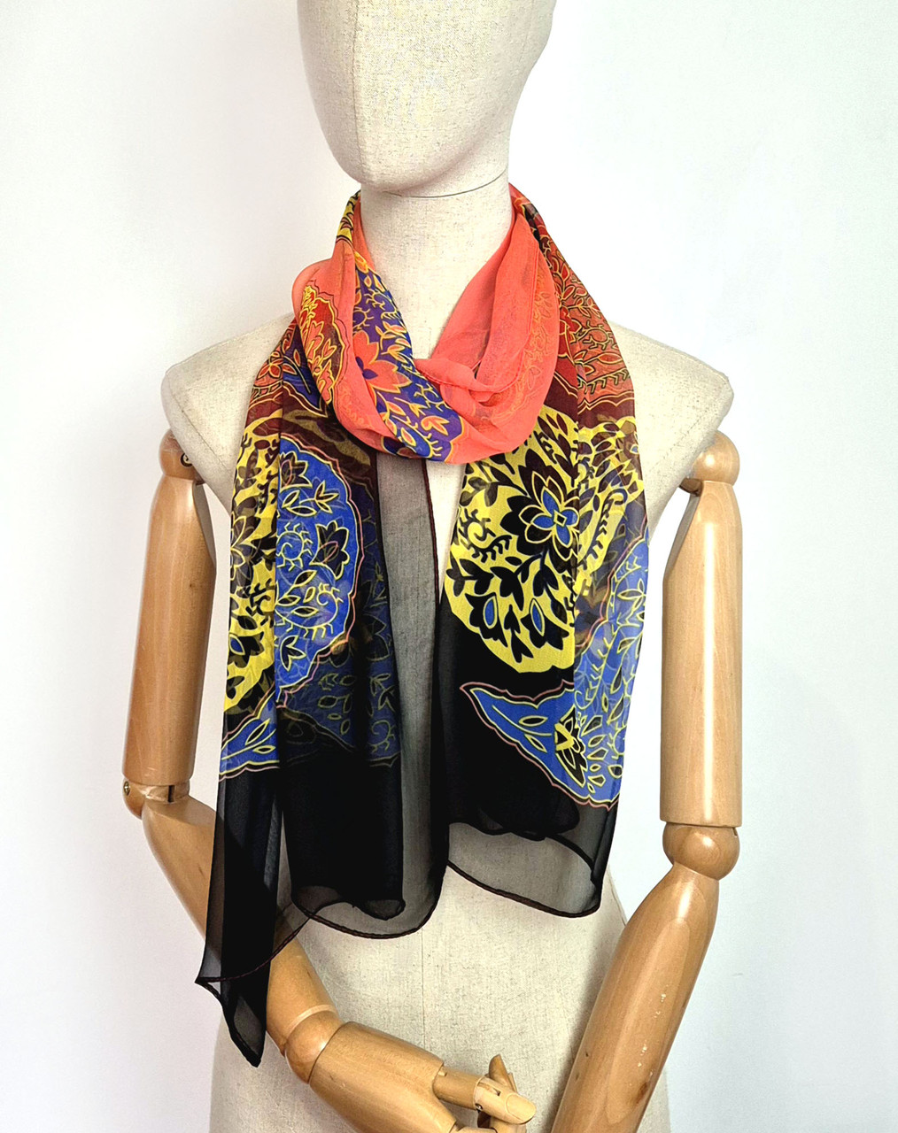 Шарф шифоновий легкий тонкий Каліпсо синій/червоний, фото 1