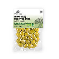 Оливки грецькі зелені Халкідикі з кісточкою органічні Family Farms 200 г