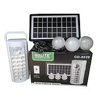 Переносний ліхтар із сонячною панеллю GDLITE GD-8020 (18+1 LED, прожектор, PowerBank)