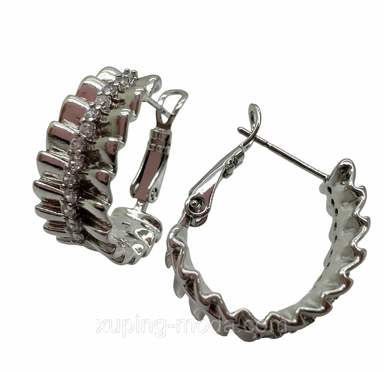 Сережки гарні ксюпінг. 20х8 мм. Родій, фото 1