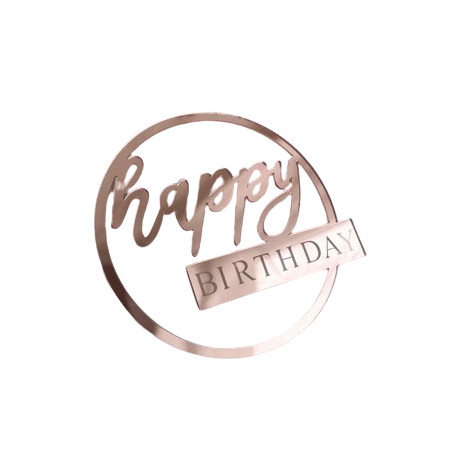Топпер Happy Birthday Бічний в колі рожевий