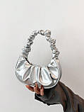 Жіноча сумка 6072 багет сіра срібляста, фото 7