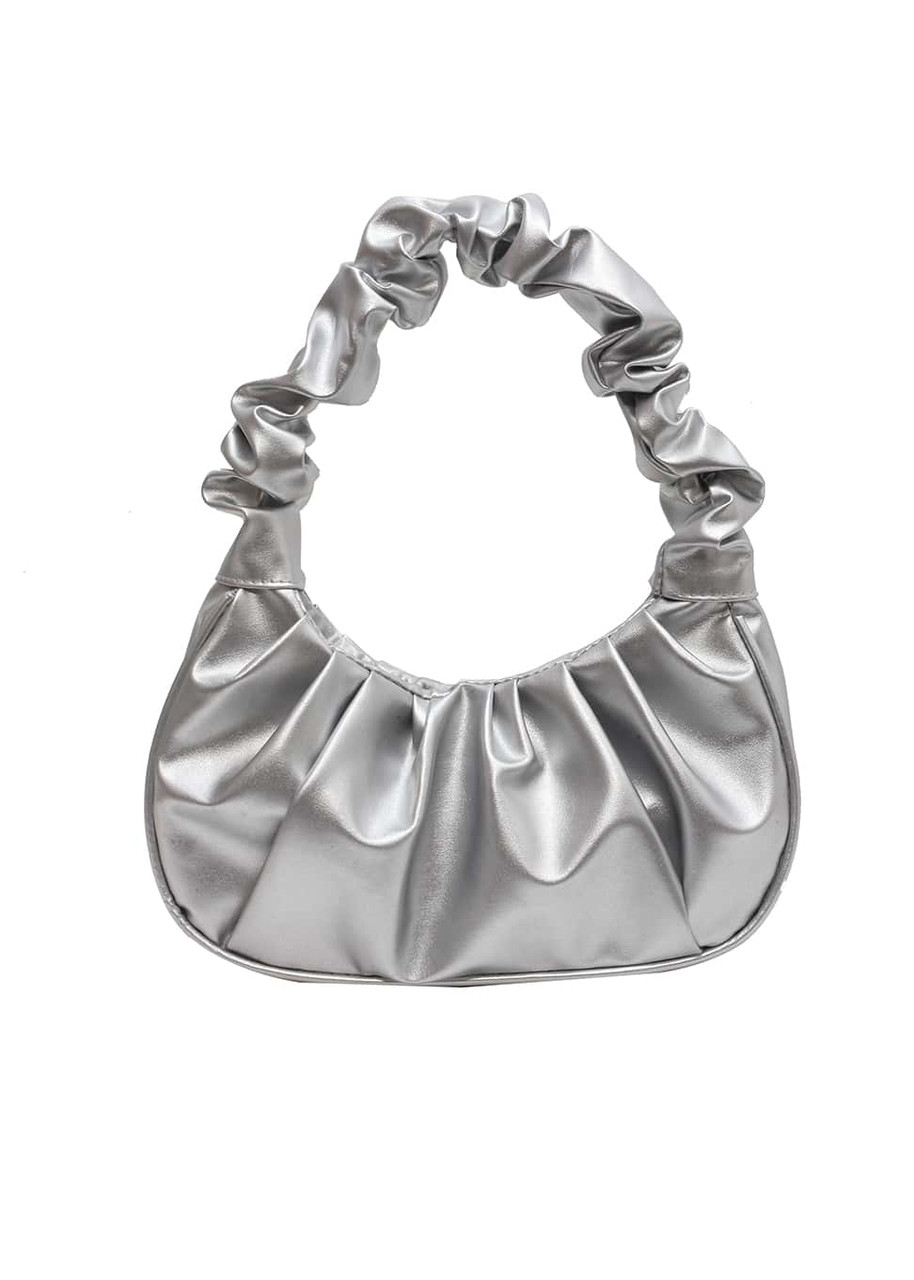 Жіноча сумка 6072 багет сіра срібляста, фото 1