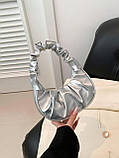 Жіноча сумка 6072 багет сіра срібляста, фото 9